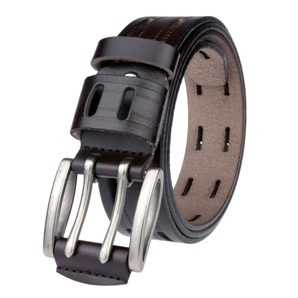 Высокое качество два иглы пряжка мужской ремень без сверления ремни из