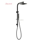 Smesiteli, прямые поставки с фабрики, 5 лет, квадратные матовые черные 8 дюймовые тонкие насадки для душа, латунные раздвижные ручные ручки с гусиной шеей