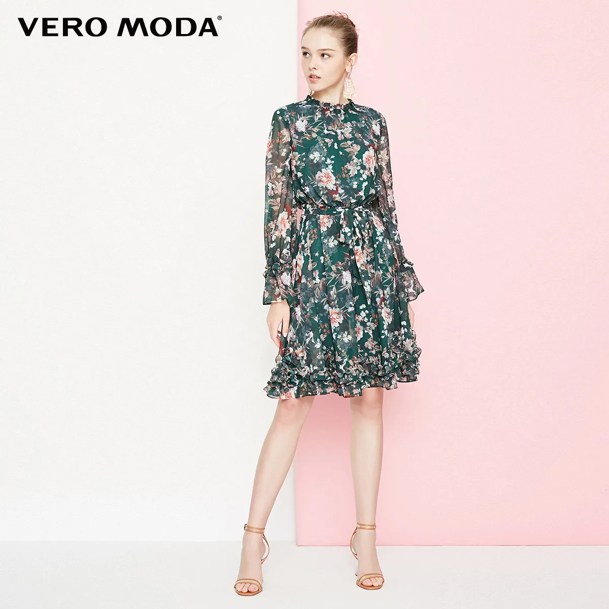 Vero Moda платье женское стиль суд Раффлед печатных ткань цветочные платье | 31837D501