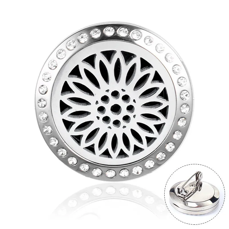 brooch 8 Дерево жизни эфирное масло диффузор Броши Кристалл ароматерапия диффузор нержавеющая сталь магнитный Медальон цветочный ароматизатор брошь - Окраска металла: brooch 8