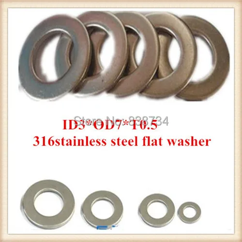 

100pcs high quality 316 stainless steel m3 flat washer/plain washer/shim washer ID3*OD7*T0.5