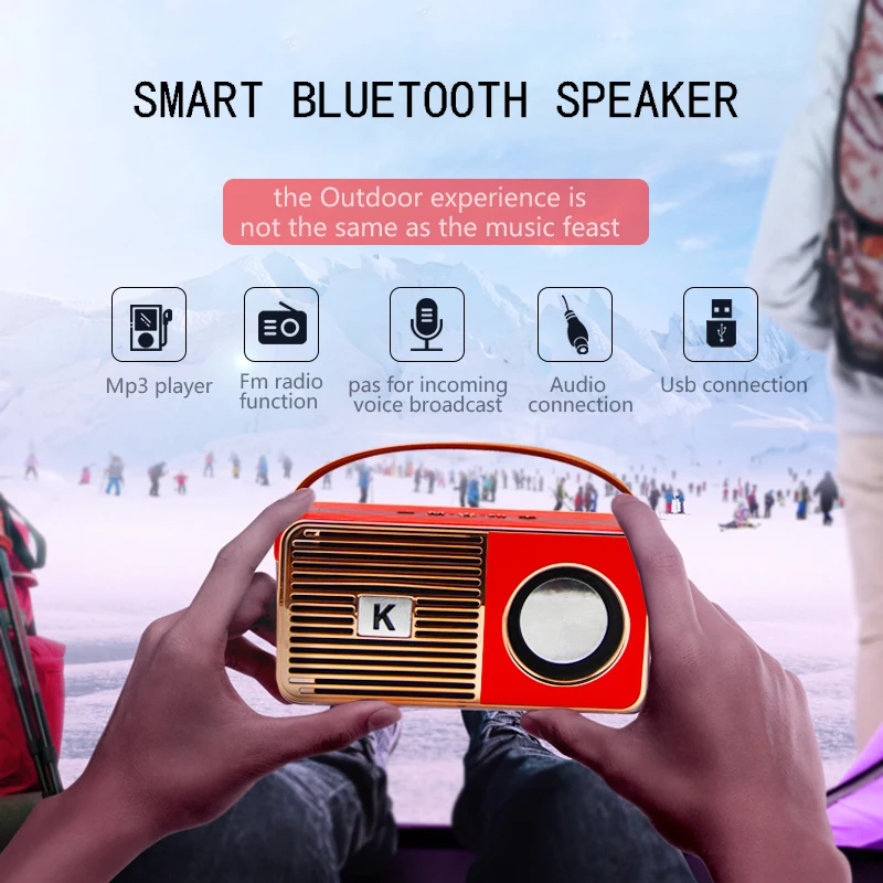Беспроводная bluetooth колонка Высококачественная ретро радио полночастотная
