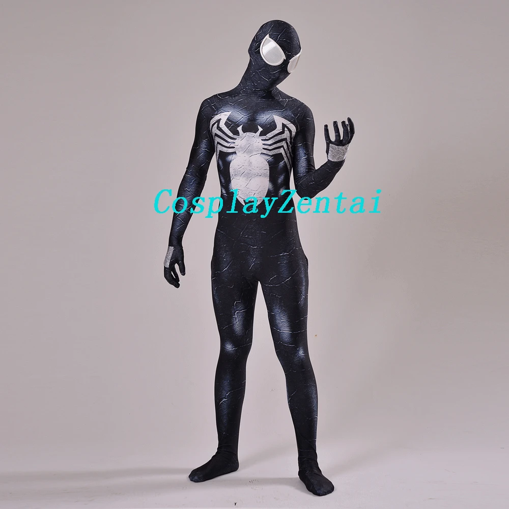 Яд Человек-паук спандекс 3D печать черный Веном Symbiote Человек-паук костюм полный тело зентай костюм для Хэллоуина Косплей