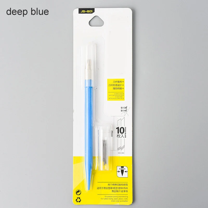 deep blue Hobby knife DIY Набор ножей для резьбы, резиновый штамп, ручные инструменты, 1 шт., офисные школьные принадлежности с лезвиями для скальпеля, универсальный нож - Цвет: deep blue