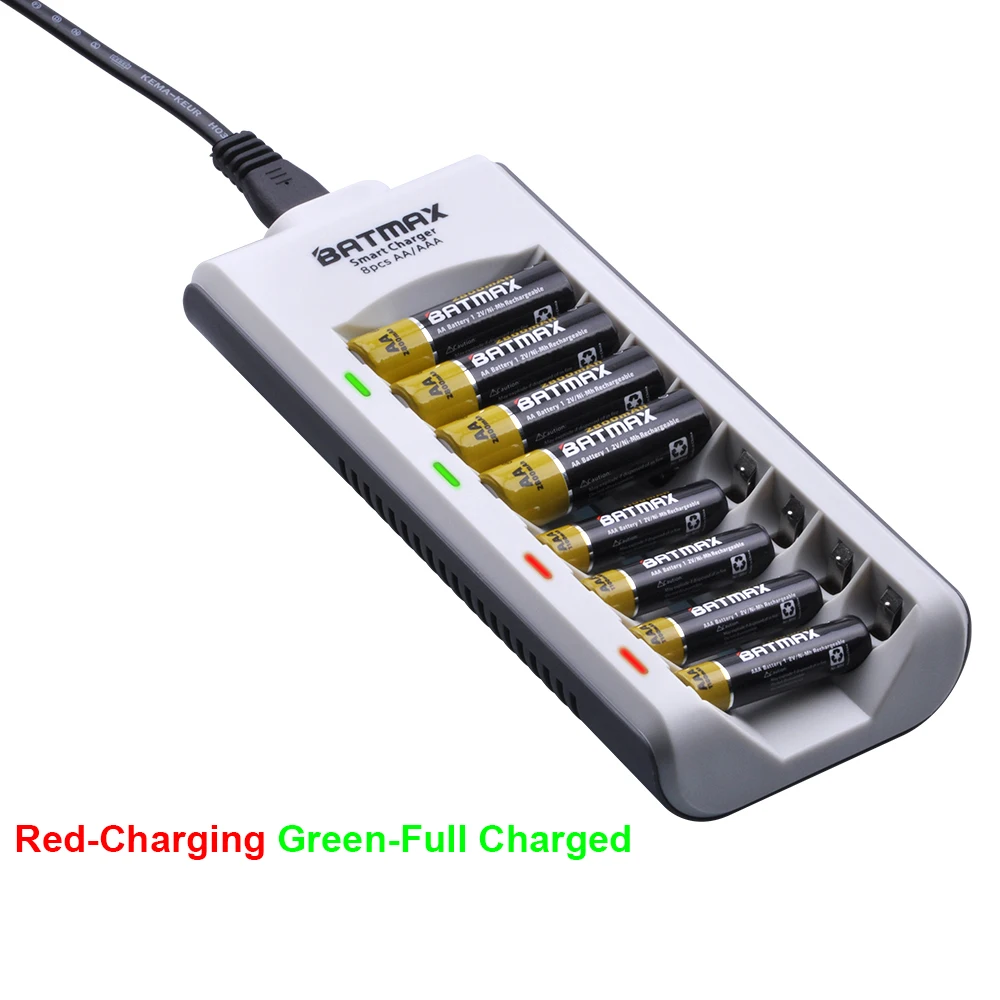 12 шт. AA Аккумуляторная Батарея 2800 mAh+ 8 слотов зарядное устройство комплекты для 1,2 V Ni-MH AA/AAA перезаряжаемые батареи