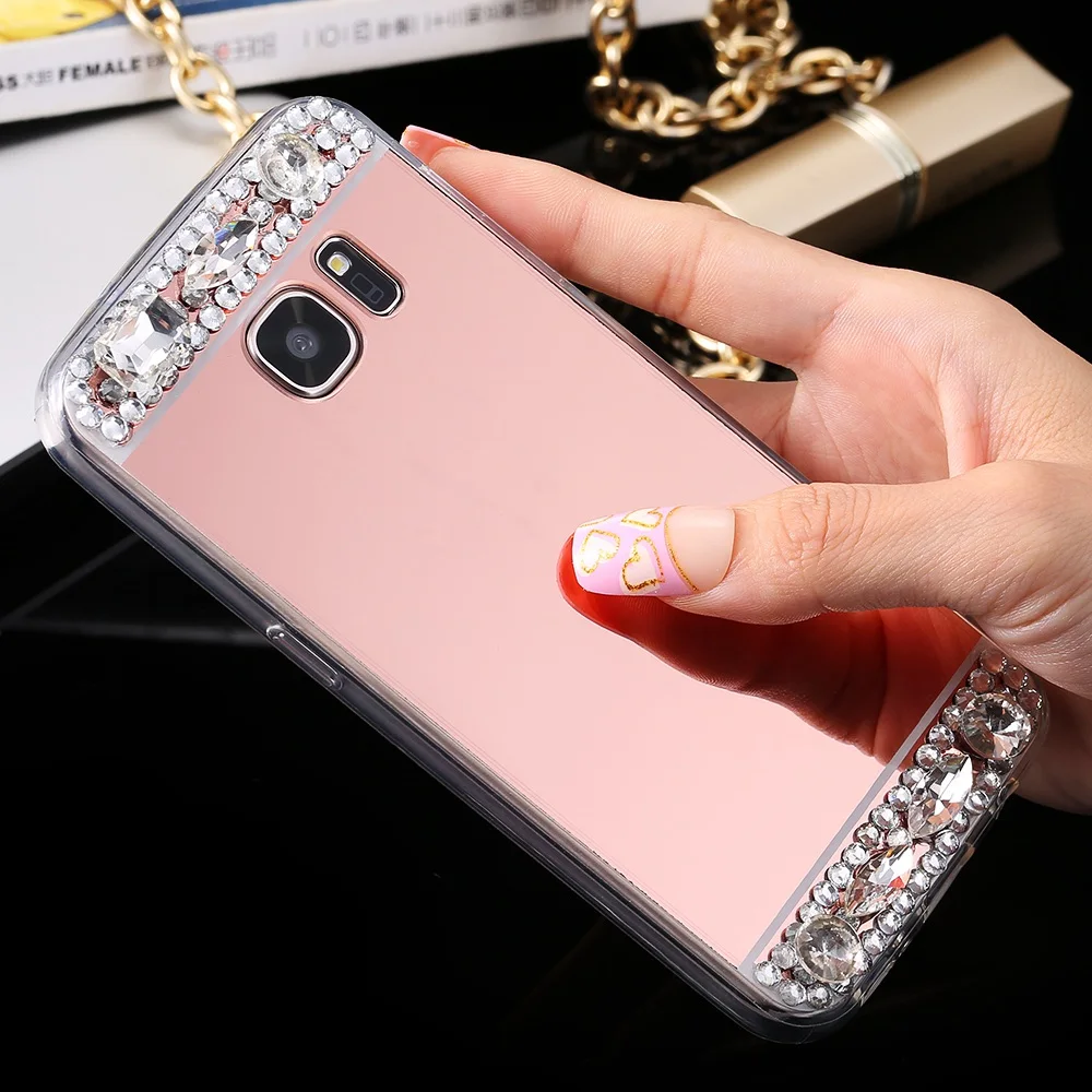 For Samsung galaxy J2 Pro 2018 A5 2017 S3 S4 S5 Note 3 4 5 8 9 J7 Neo Grand prime pro case Mirror crystal ring phone cover |