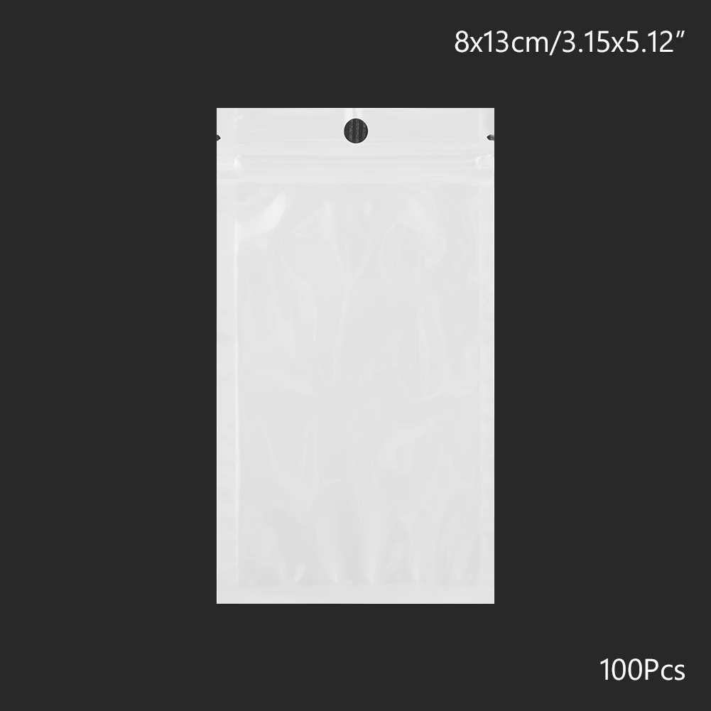 Прозрачный 50PCS 100PCS White Clear Self Seal Zipper Plastic Retail Packaging Poly Pouches Ziplock Zip Lock Bags Package With Hang Hole - Цвет: Прозрачный