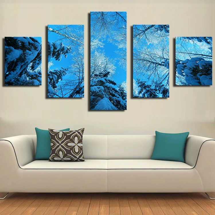5 шт. Холст Искусство Зимний лес елка снег зимнее украшение для дома HD Печать