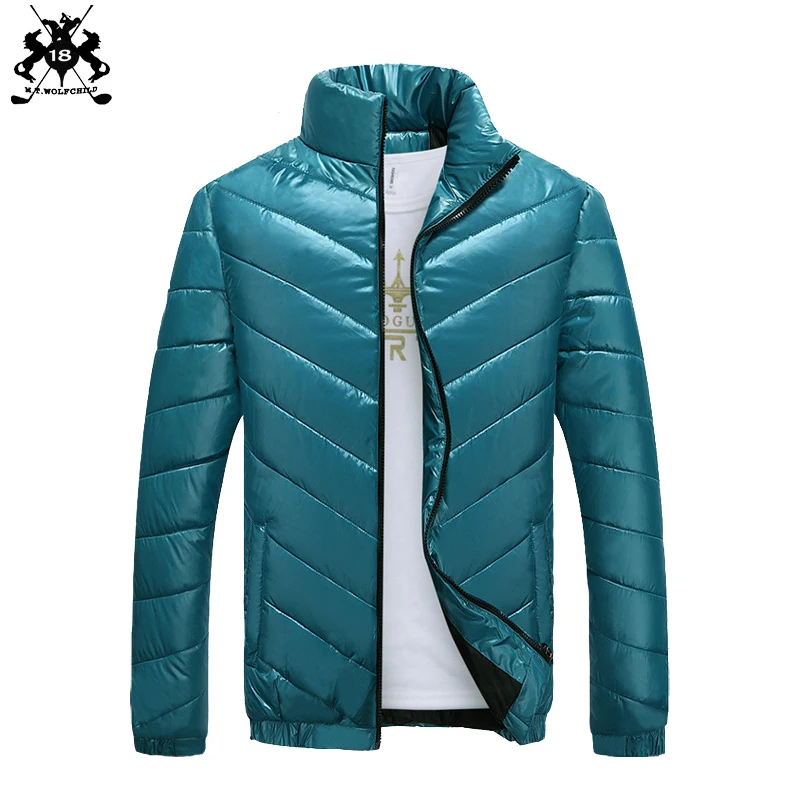 Мужская зимняя верхняя одежда на молнии с длинным рукавом и стоячим воротником