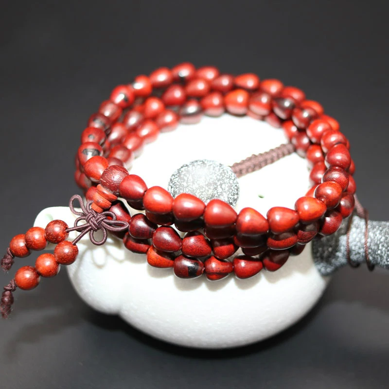 108 *0.8cm African Sandalwood Water Drop Shape Prayer Beads Tibetan Buddhist Mala Buddha Bracelet Rosary Wooden Bangle Jewelry | Украшения