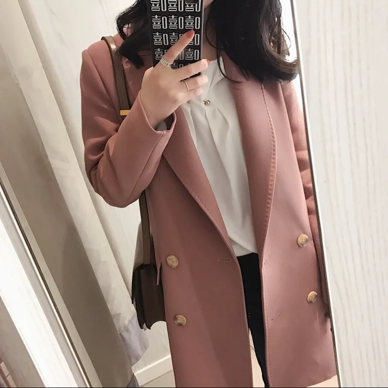 Новинка весны длинный костюм маленький пиджак Женский Повседневный = два
