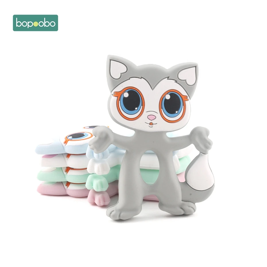 

Bopoobo 1pc Baby Teethers Silicone Big Eyes Cat BPA Free Teething Accessories Food Grade Hedgehog Nursing Necklace Pendants