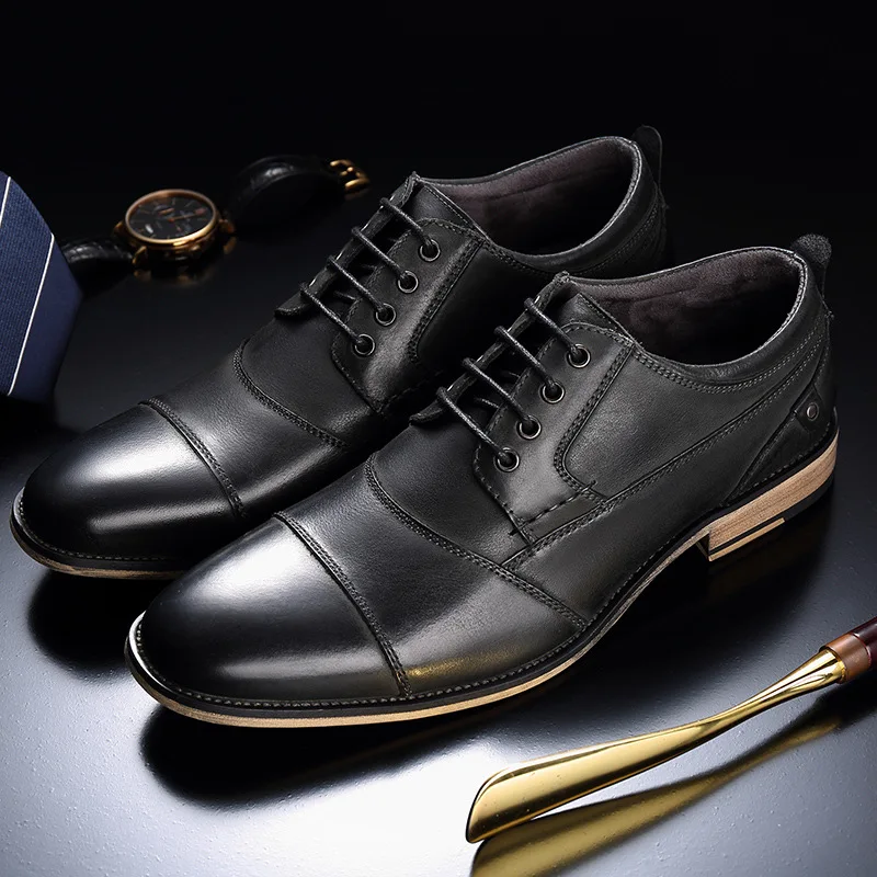 Brand Men Shoes Top Quality Oxfords British Style Genuine Leather Dress Business Formal Flats Plus Size 50 | Обувь
