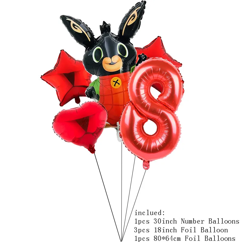 30inch Number 8 5 шт. 86*60 см Bing кролик фольги воздушный шар мультфильм кролик воздушные шарики в виде животных звезда для детей день рождения игрушки-украшения Globos - Цвет: 30inch Number 8