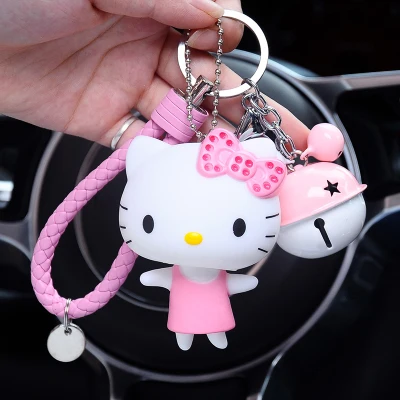 Милый мультфильм hello kitty Кролик бант брелок в стиле Kiki Женские Кожаные Веревки Игрушки Детские брелки-цепочки автомобиля сумка Шарм D36