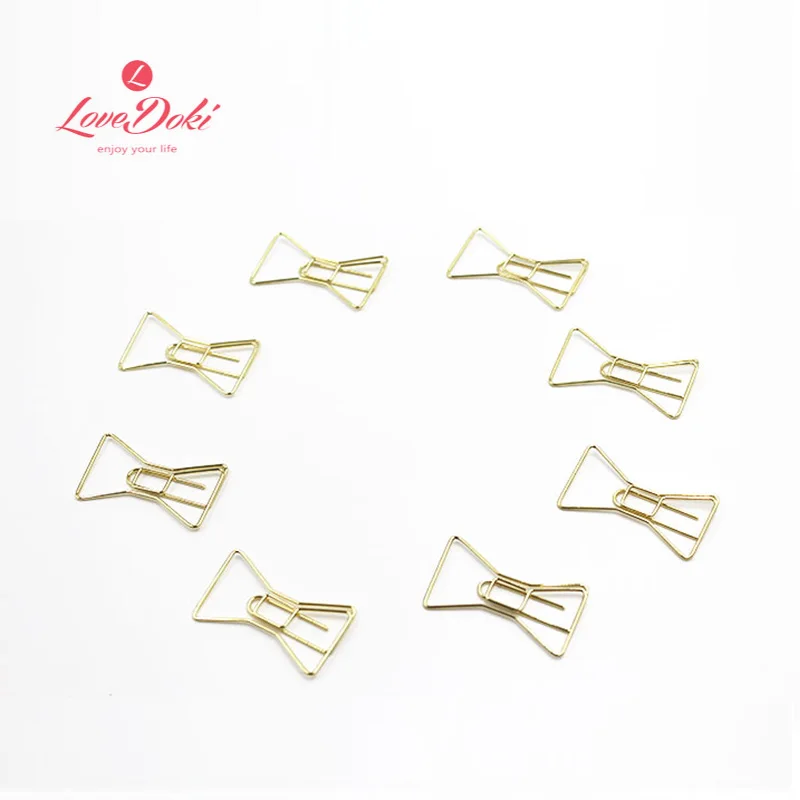 Lovedoki Cute Paper Clips Bookmark Gold Bow Clip Notebook Diy Accessories Bookend Metal School Office Supplies |