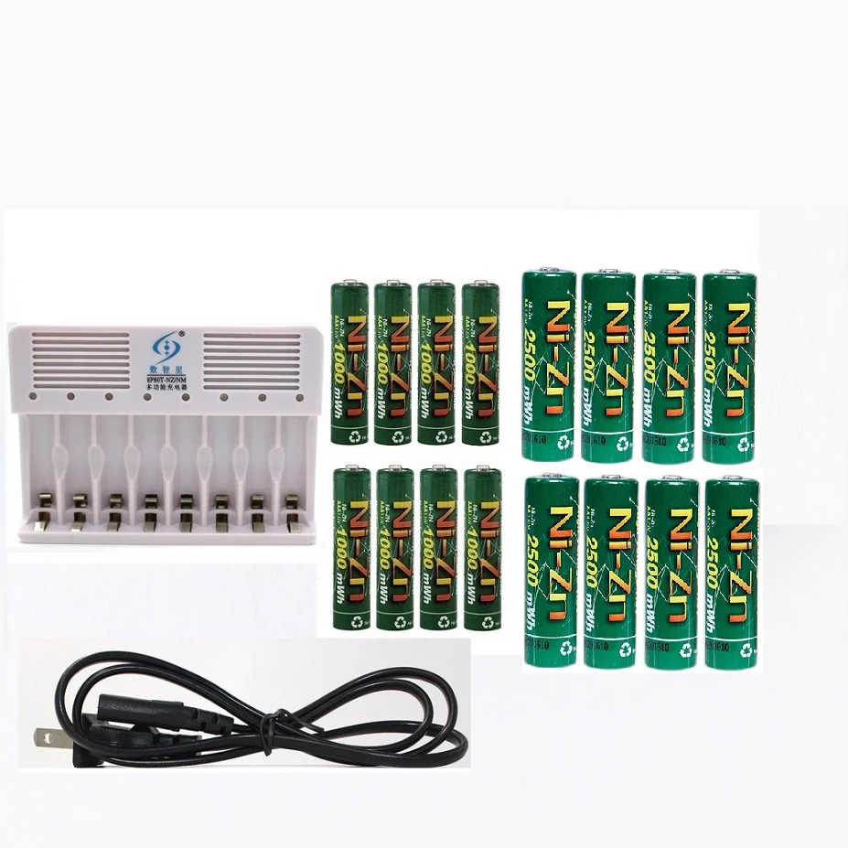 16 шт. (8AA + 8PSAAA) 1 6 v aa 2500mWh перезаряжаемый аккумулятор nizn Ni Zn 8 слотов АА ААА никель