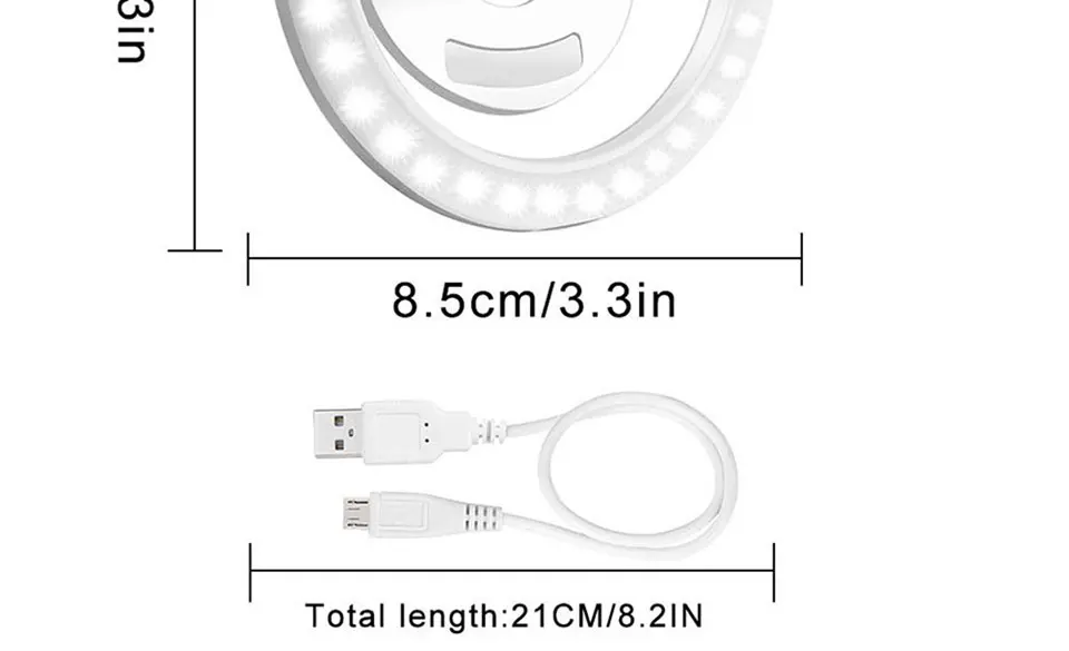 FANGTUOSI New USB Charge Selfie Flash Portable Led Ring Light Night Enhancing Photography Smartphone selfie ring light Clip