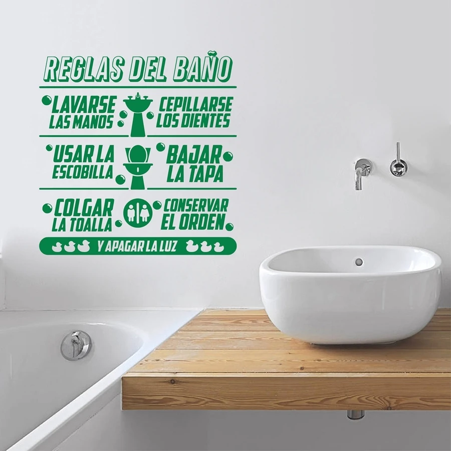 Spanish Bathroom Rules Quotes Vinyl Wall Sticker Children Art Design Decals Mural wall sticker home Wallpaper | Обустройство дома