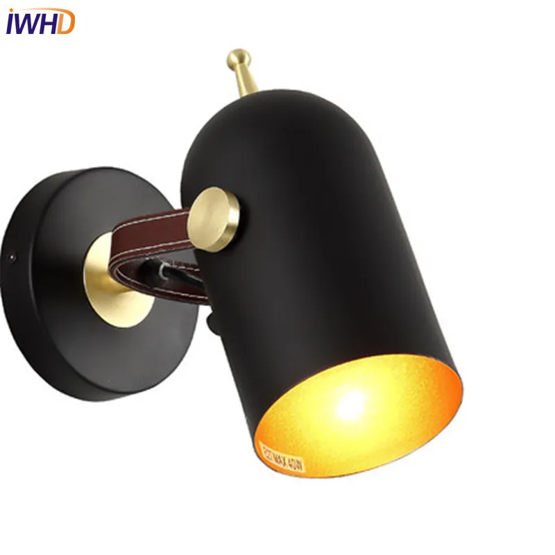 

Loft Style Simple Modern Wall Sconce Creative Black LED Wall Light Fixtures Home Lighting Rotate Bedside Wall Lamp Lampe Murale