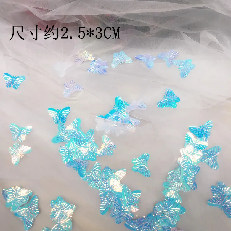 Beautiful Shining Butterfly Sequins Rainbow Blue Lifelike Decoration Materials Accessories For Wedding Dress | Дом и сад