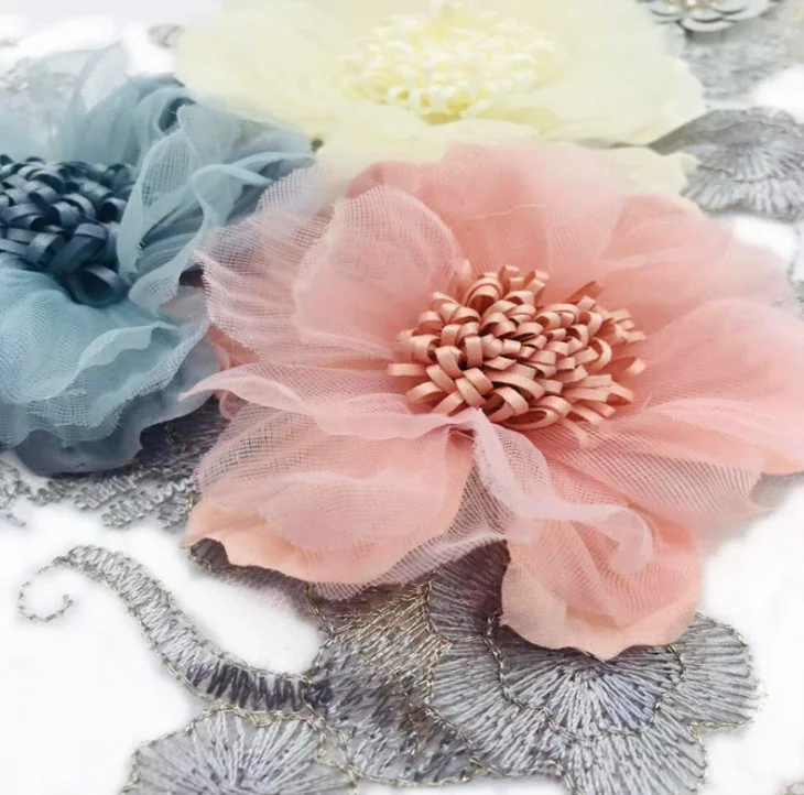 Высококачественные элегантные 3D цветочные вышивки кружевные аппликации отделка