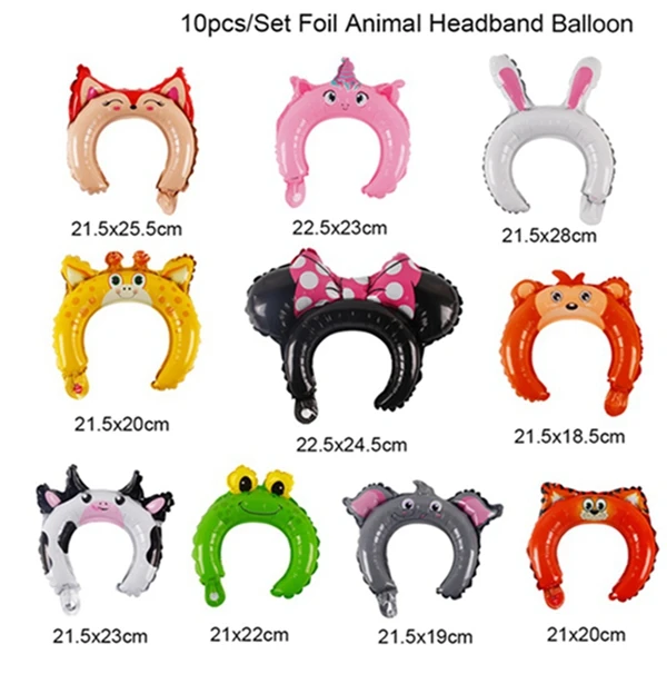headband balloon FENGRISE день рождения для детей джунгли для вечеринки в стиле сафари украшения воздушные шарики в виде животных Декор детский душ тема джунгли вечерние принадлежности - Цвет: headband balloon