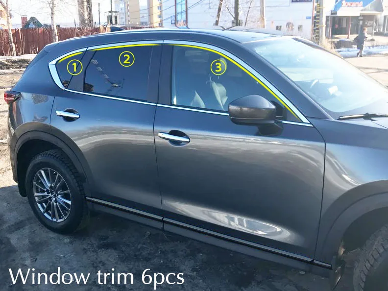Window Trim 6pcs Отделка для автомобильных окон, кузова, боковой отделки, полосы, отделка, наружный хром, декоративный автомобиль-Стайлинг для Mazda CX-5 CX5 KF - Цвет: Window Trim 6pcs
