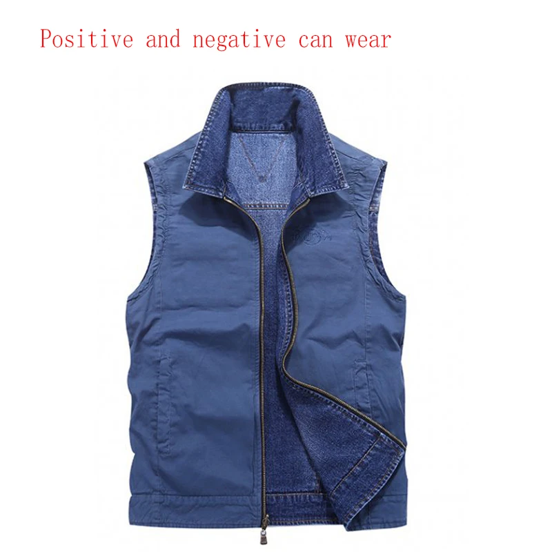 Новинка 2020 мужской джинсовый жилет спереди и сзади Модный повседневный