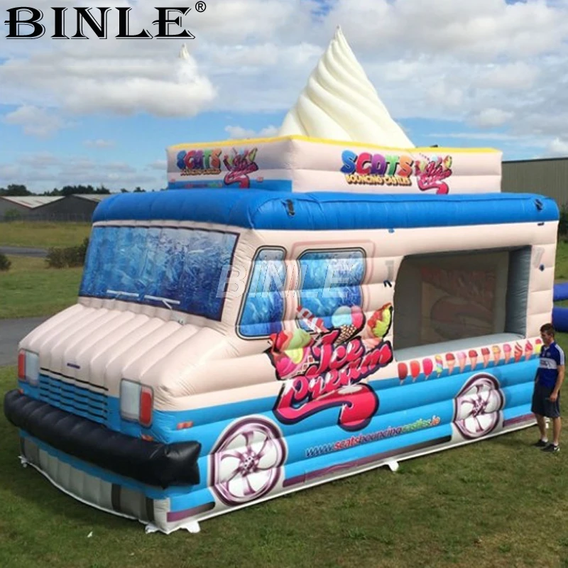Customized mobile portable giant inflatable ice cream truck stand pop up car tent for advertising