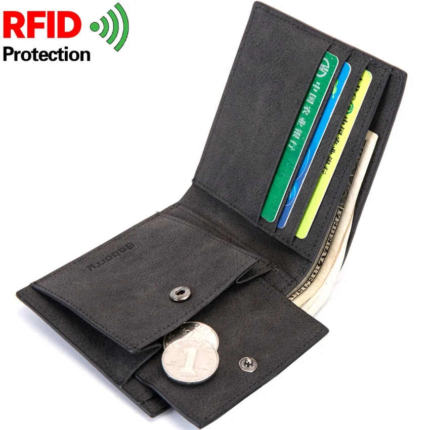 2020 модные RFID мужские кошельки винтажные из искусственной кожи мужской деловой