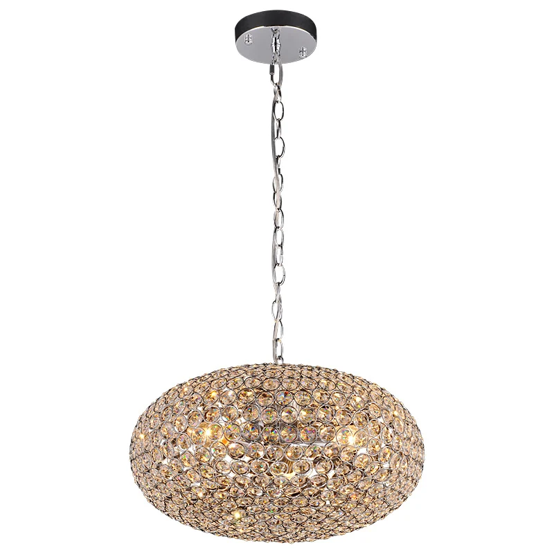 Современный Овальный хрустальный шар цепочка для столовой подвесной светильник