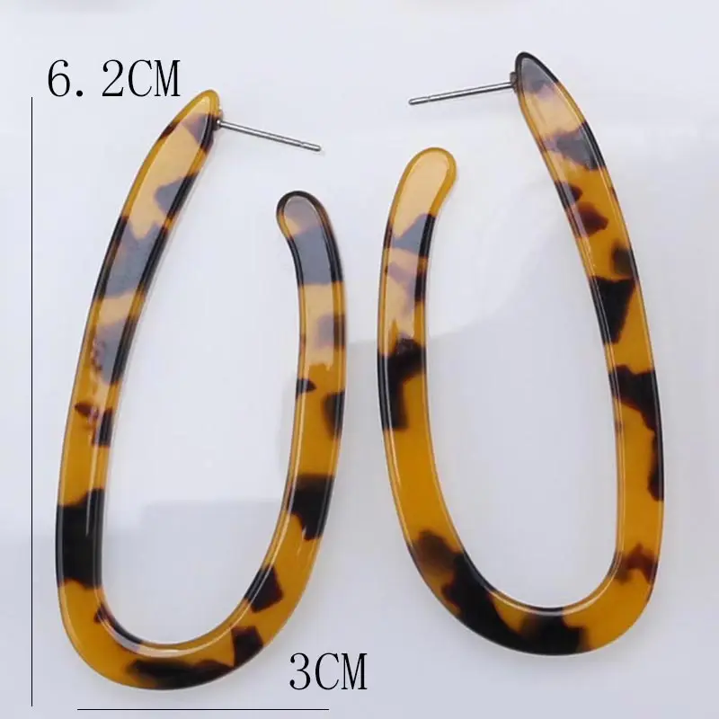 EB488 Dark Brown Акриловые серьги в форме сердца, серьги-кольца с черепахой и леопардовым принтом,, серьги-кольца с шестигранной звездой, геометрические серьги для женщин, темно-коричневые - Окраска металла: EB488 Dark Brown