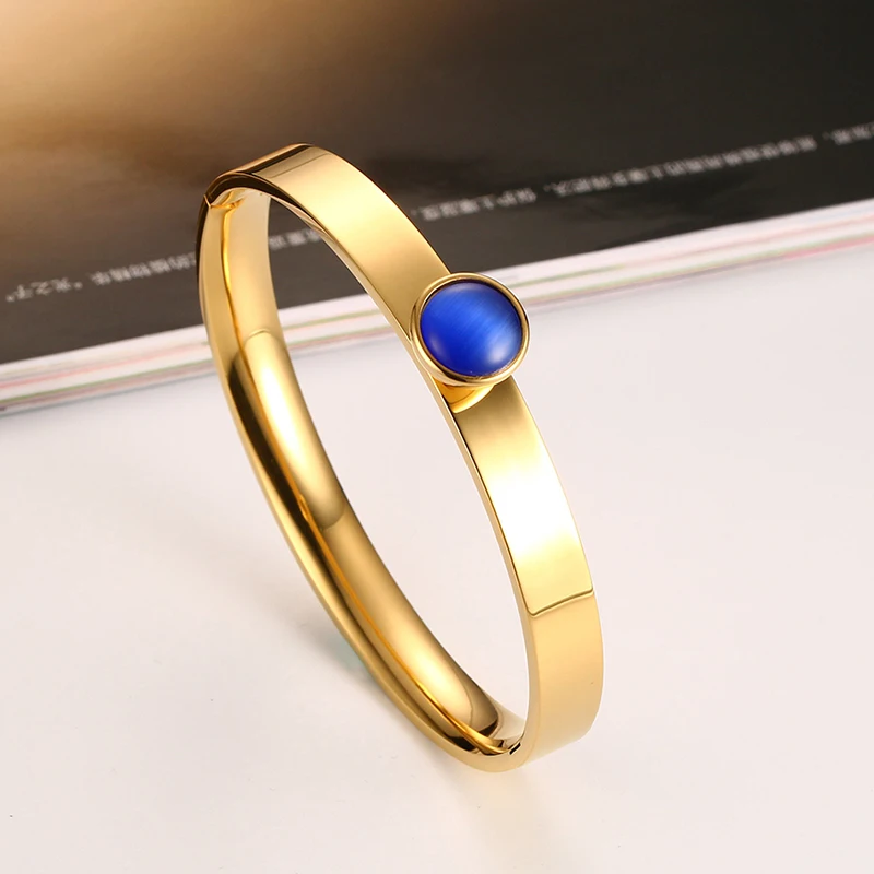 Vnox 4 опал Камни Замена Для женщин Браслеты на запястье и золото-цвет 8 мм