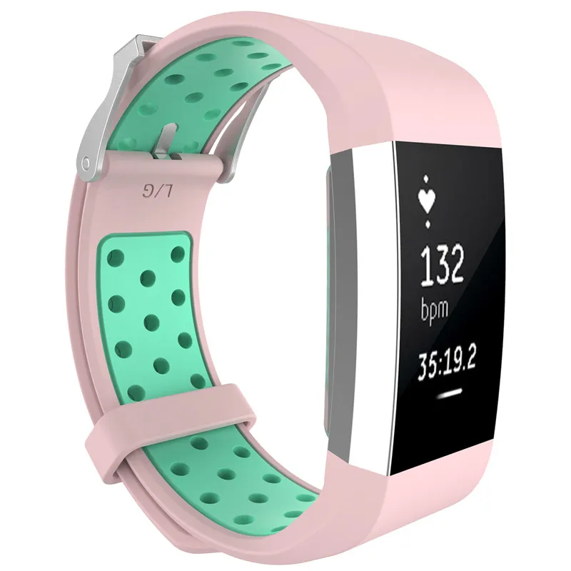 Цветной браслет для Fitbit Charge 2, спортивный силиконовый ремешок на запястье для Fitbit Charge 2, умный Браслет, умные аксессуары - Цвет: PINK TEAL