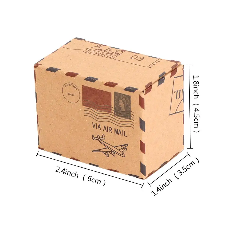 Travel Candy Box OurWarm, 50 шт., винтажная коробка для путешествий, для конфет, сумки из крафт-бумаги, сделай сам, чемодан на свадьбу, день рождения, сердце, самолет, подарочная упаковка, коробка для детского душа - Color: Travel Candy Box