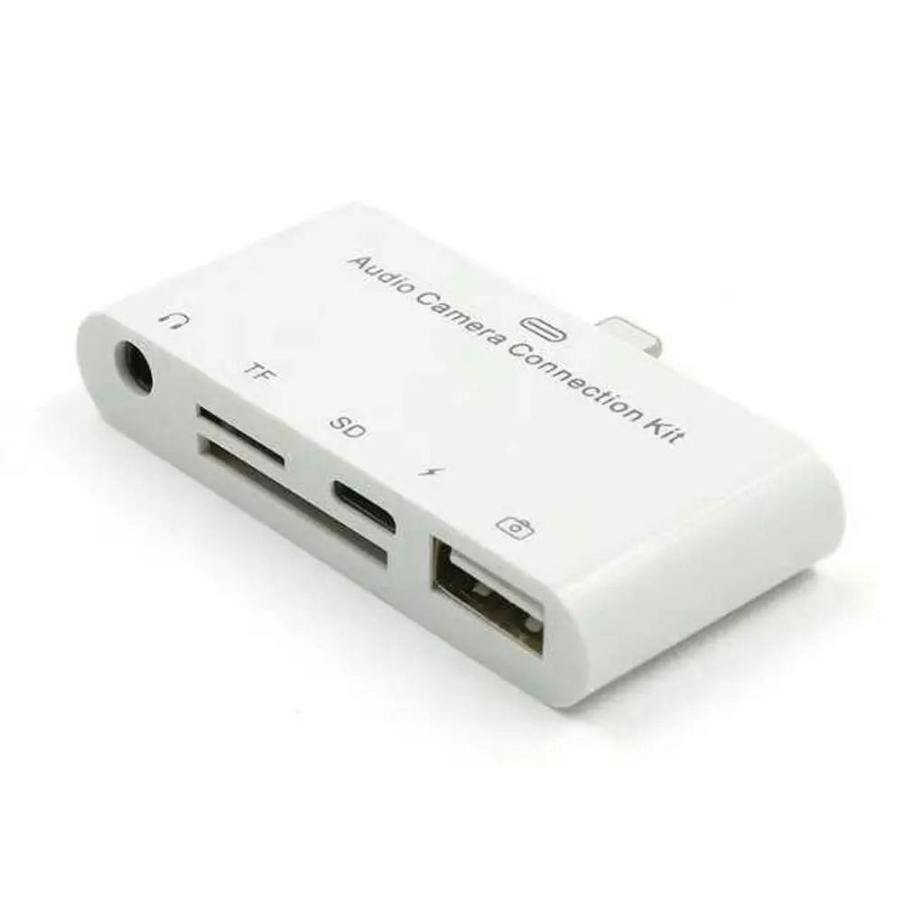 5 в 1 адаптер Splitter конвертер до 3.5mm SD USB HUD Камера наушников Aux клавиатура для iphone 5/6/7