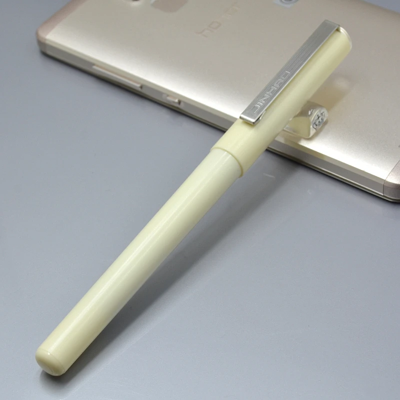 JINHAO 991 F nib кремово белая смоляная авторучка с серебряным зажимом для школы офиса