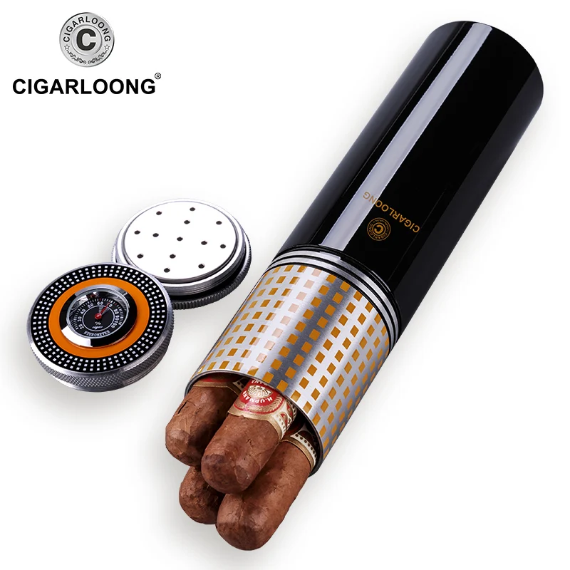 Горячая Распродажа CIGARLOONG сигары трубки Путешествия Портативный сигары тюбик увлажняющего средства с увлажнителем гигрометр труба хьюмидора CT-6001