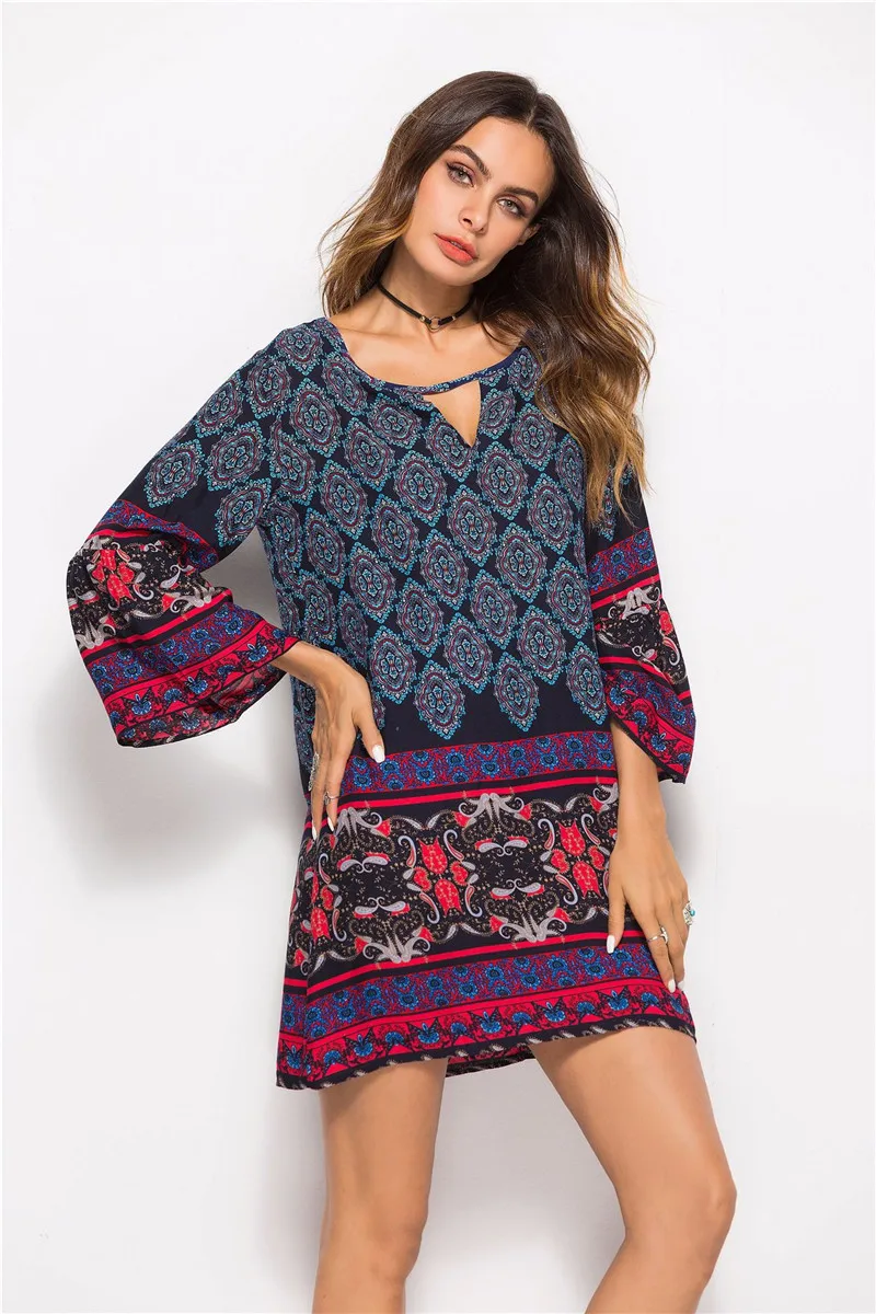 Robe Femme Ete платье Харадзюку Vestidos богемный Vestido пуловер платья с принтом Повседневная Свободная удобная женская одежда Новинка