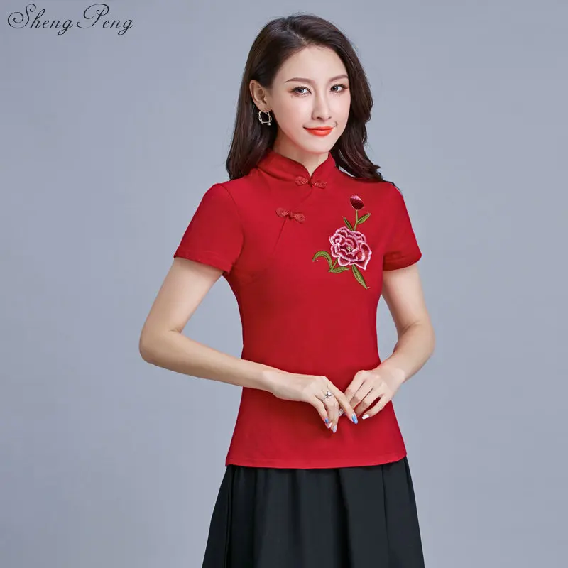 Элегантный Ретро Китайский Женский Cheongsam топы Вышитые Печатные Топы Ципао