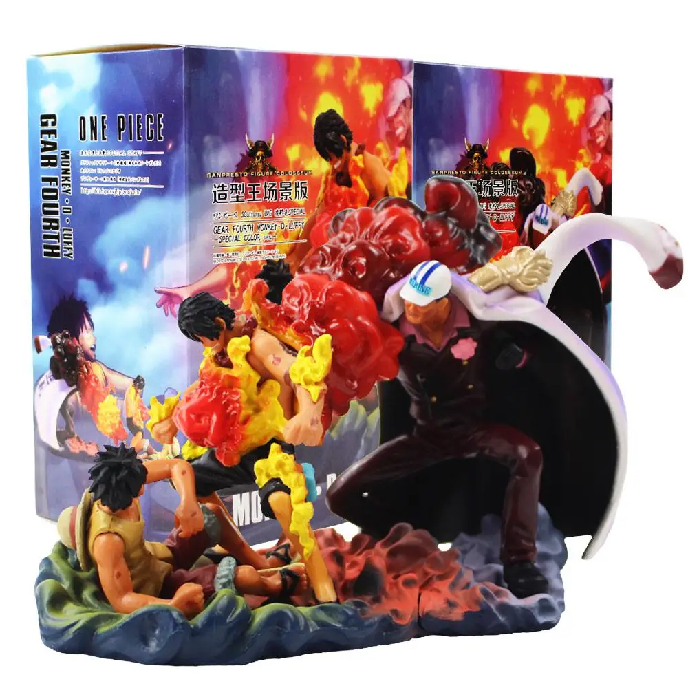 2pcs box 2 вида стилей Аниме Одна деталь смерти Ace Луффи туз VS Sakazuki четвертый ПВХ экшн статуэтки коллекционные модели игрушки 10-14 см - Цвет: 2pcs box
