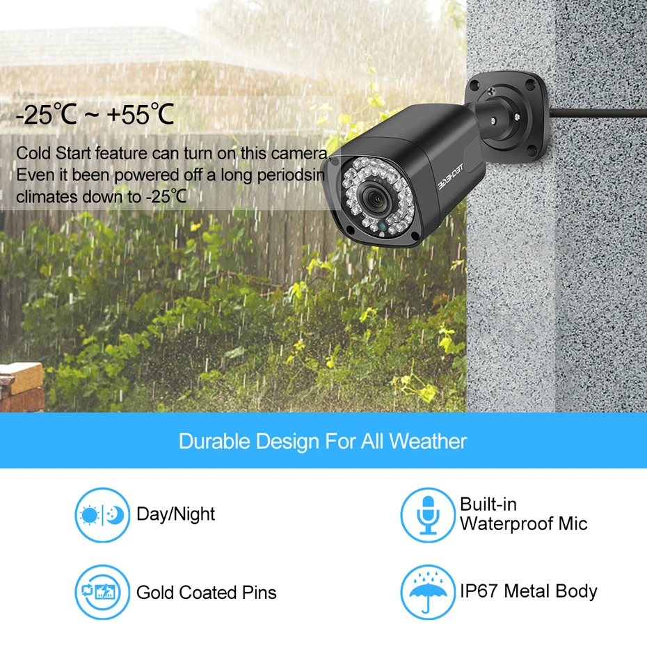 Techege супер HD 5MP POE IP камера уличная водонепроницаемая ночное видение Onvif FTP