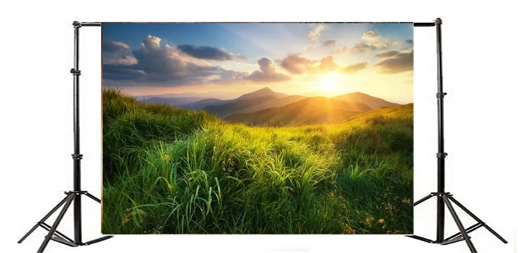 

Photography Backdrop Nature Landscape Mountain Sunshine Grass Field
