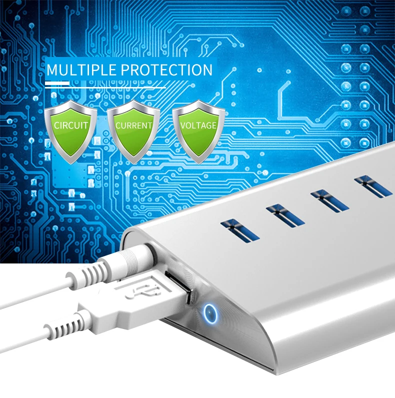 Алюминий 4 порты USB 3,0 концентратор DC зарядки Рабочий стол концентратора подключения адаптер продлить для клавиатуры/мышь/камера H401U3