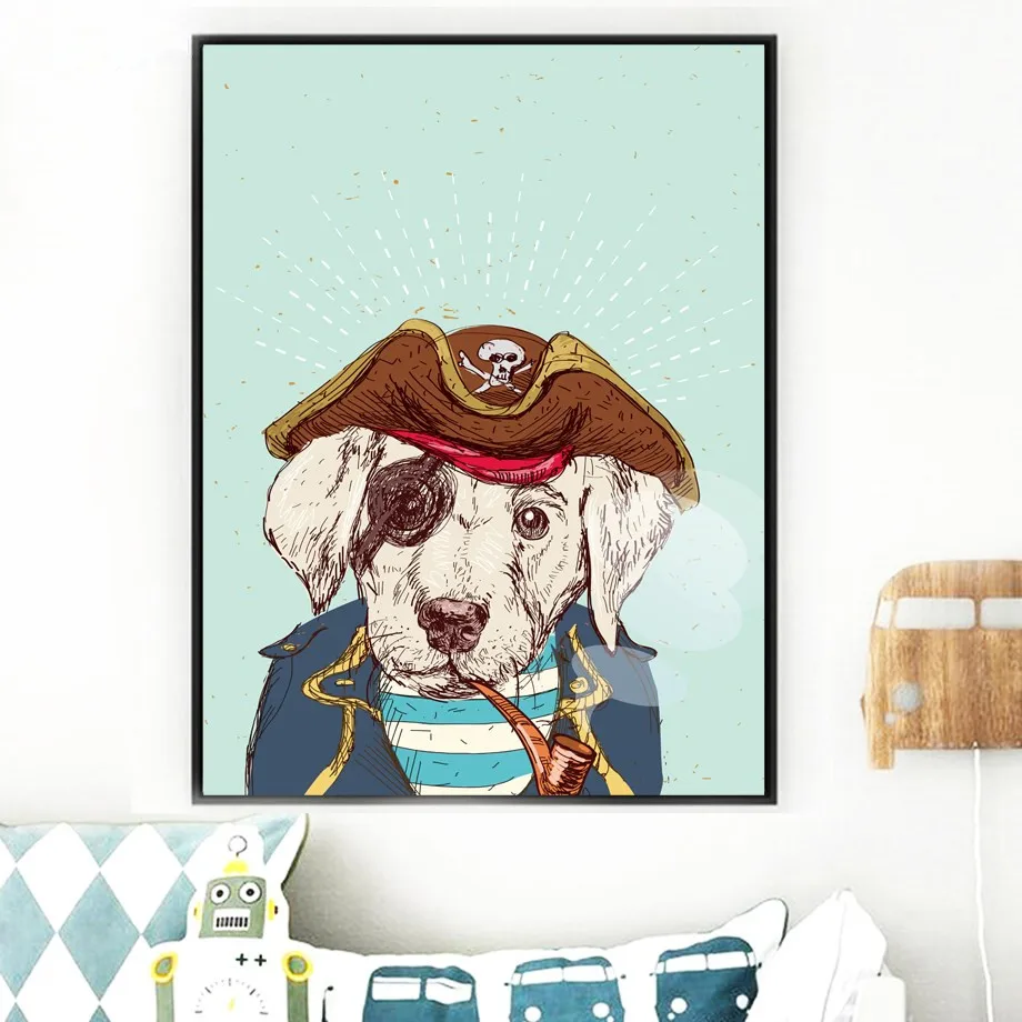 Nordic Modern Pirate Bear Picture Poster Printing Canvas Painting Restaurant Home Baby Room Wall Art Decoration | Дом и сад