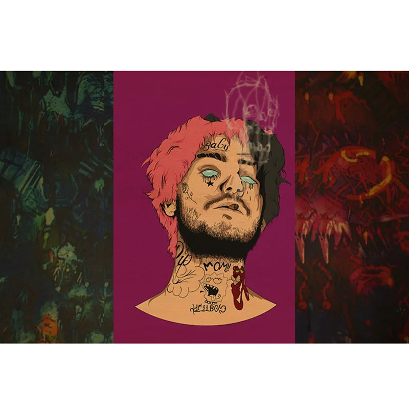 Уютный момент XXXTentacion плакат lil peep хип-хоп художественный плакат крафт-бумага винтажная Живопись Печать кафе плакат ZS038 - Цвет: Черный