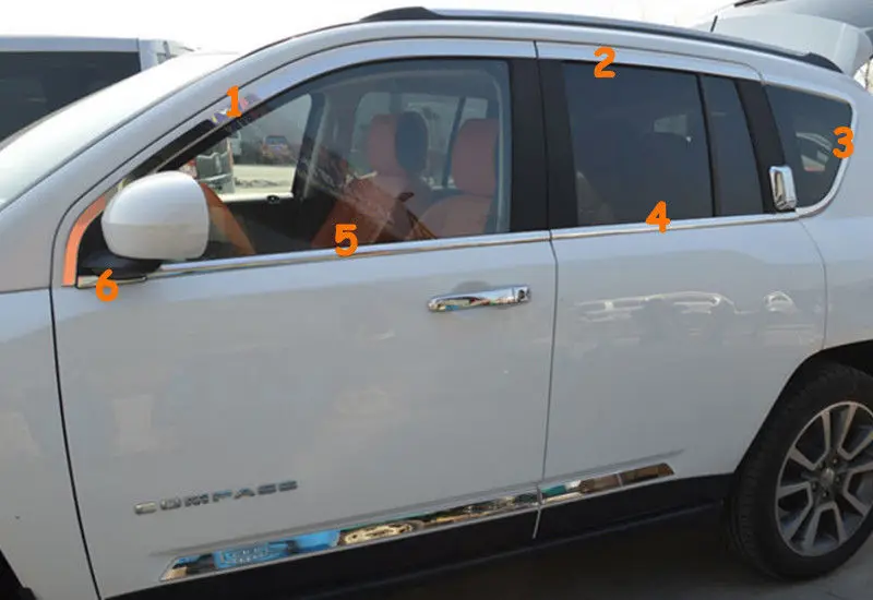 Нержавеющая сталь 12 шт полная отделка оконной рамы Крышка для Jeep Compass 2011 2012 2013 2014