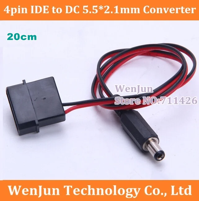 DHL/EMS Бесплатная доставка Для 4 контактного IDE Molex в DC 5 мм x 2 1 кабель питания
