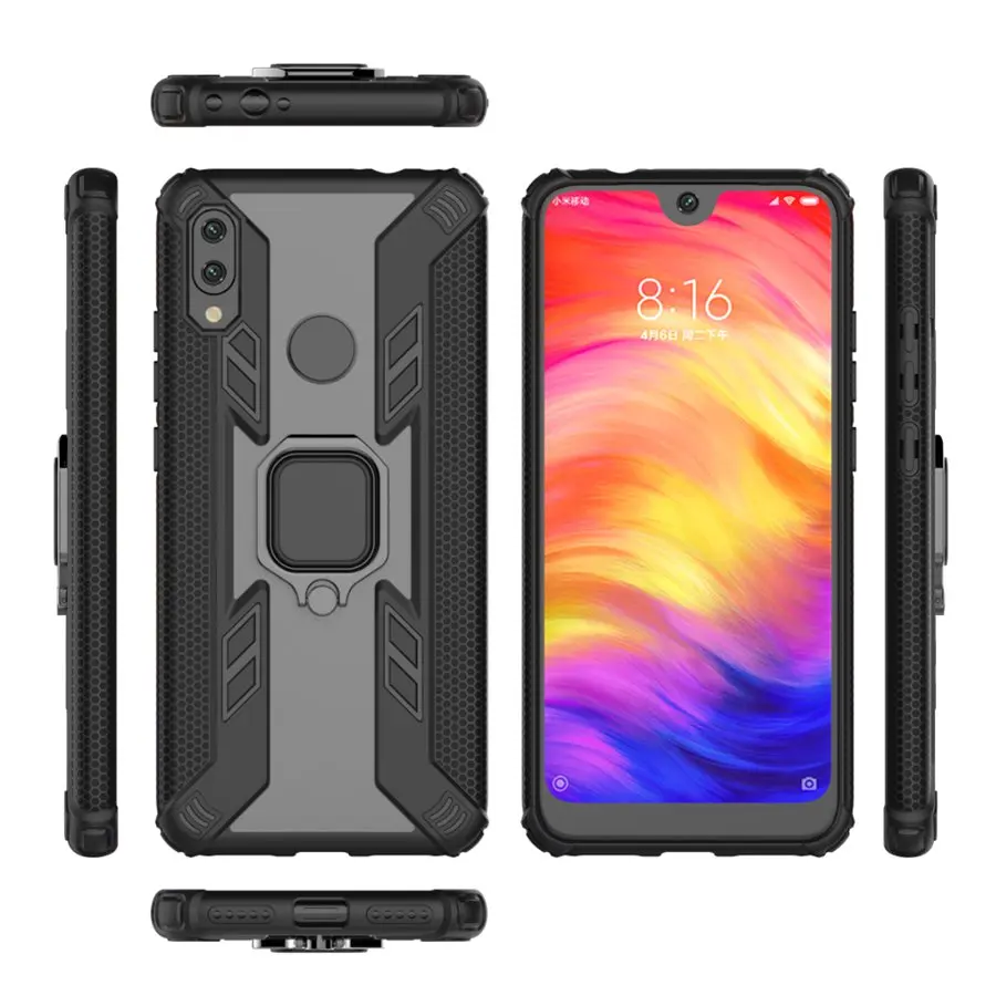 full body protective cover Ring Holder kickStand Grip Shock Absorbing case for xiaomi redmi note 7/redmi 7 Pro | Мобильные телефоны